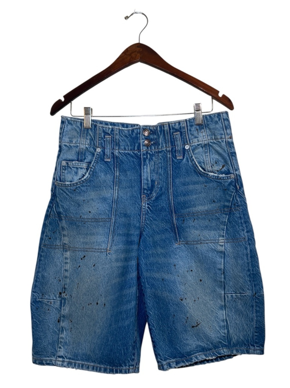 Free People We The Free Extreme Measures Barrel Shorts Long paint splatter 28 - Picture 2 of 8